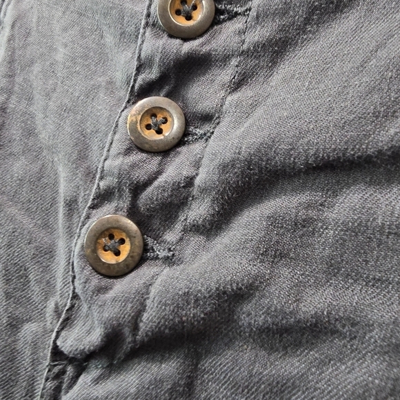 Sundance Pants Women 14 Black Linen High Rise Crop Tapered Trouser Button Fly - Picture 9 of 12